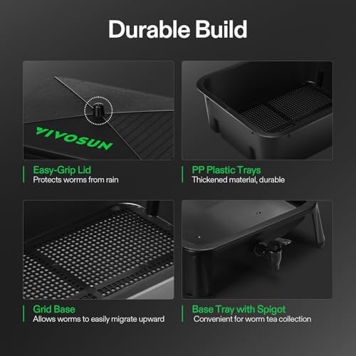 VIVOSUN 5-Layer Worm Compost Bin, 50L Worm Composter, Easy Setup Inclusive Worm Farm Kit for Recycling Food Waste - Image 3