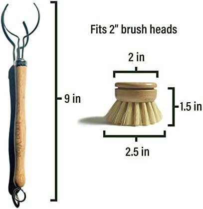 Bamboo Thin Dish Brush Handle 3-Pack | Fits Tampico, Palm, Sisal & Natural Fiber Heads | Plastic-Free, Biodegradable | Zero Waste Kitchen Scrubber Replacement Handle - Image 2