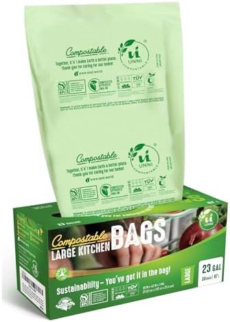 UNNI 20-23 Gallon Compostable Bags, 30 Count, 87 Liter, Extra Thick 1.0 Mil by UNNI