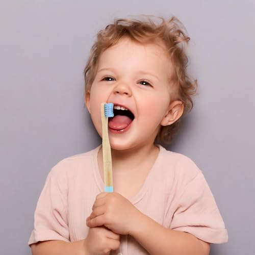 Kids Bamboo Toothbrush - Child Size Soft BPA Free Color Safe Bristles (4 Pack) - Image 7