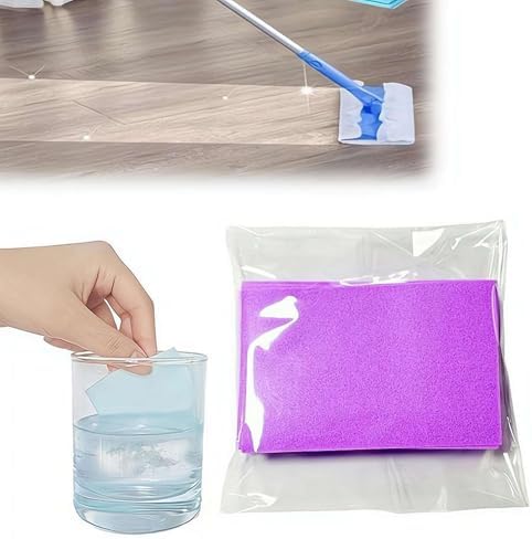 30-Pack Multi-Surface Floor Cleaning Tablets, Water Soluble Cleaner Sheets for Mopping Hardwood, Laminate, Tile, Marble, Concentrated Floor Cleaning Solution for Kitchen, Bathroom, Home Use (Purple) by Unknown