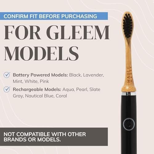 Bamboo Electric Toothbrush Heads | Compatible with Gleem Electric Toothbrush | 4 Brush Heads with Soft Bristles | Plant-Based Adult Size Replacement Heads - Image 2