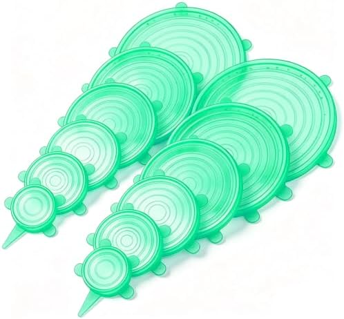 12 pcs Silicone Stretch lids set(6 Sizes,green) by JYYHSF