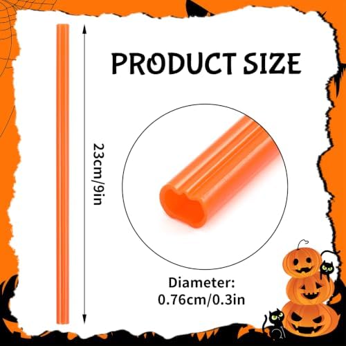 JANYUN 30 Pcs Reusable Pumpkin Straws with Cleaning Brush - Image 2