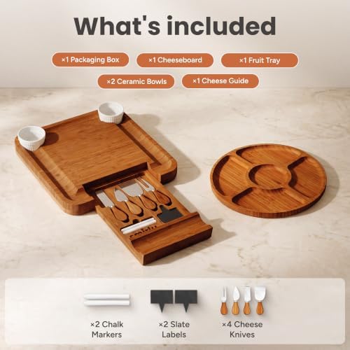 SMIRLY Charcuterie Board Set with Serving Accessories, Bamboo Brown - Image 2