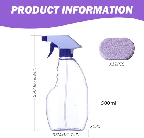 Bottle Cleaning Tablets, 500ml Cleaning Spray with 12PCS Concentrated All Purpose Cleaner Refill, Multipurpose Spray for Instant Stain Removal - Image 2