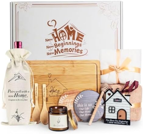 House Warming Gifts New Home, 11 Pcs Housewarming Gift Ideas Basket, Closing Gifts for Home Buyer, Couple, Women, New Apartment Homeowners by Synhonty