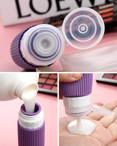 Mrsdry Travel Bottles for Toiletries - 8 Pack, TSA Approved 3oz Travel Containers, Leak Proof Silicone Squeezable Cream Jars with Clear Bag - Image 2