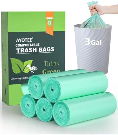 Compost Bags 3 Gallon 125 Packs,AYOTEE Compostable Small Biodegradable Trash Bags by AYOTEE