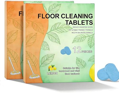 12PC Floor Cleaning Tablets – Powerful Floor Cleaner Cleaning Solution for Mop, Multi-Surface Cleaner for Tile & Vinyl Floors, Dissolvable Floor Cleaner Tablets for Hard Floors, Lemon Scented (2pc) by Unknown