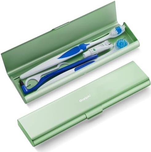 Wider Aluminum Toothbrush Travel Case, Portable Travel Toothbrush Holder, Durable Manual Toothbrush Box Container for Traveling, Bathroom, Camping, Business Trip, Green by Oralphi