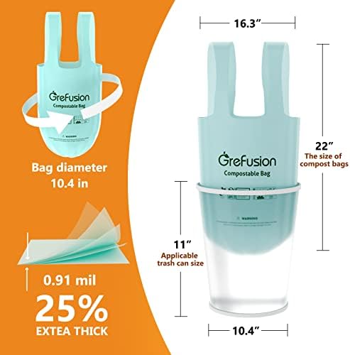 Compostable Trash Bags with handle-tie,Garbage Bags, 2.6 Gallon,Food Waste Bags,Small trash bags for compost bin kitchen,Certified by BPI and OK Compost (2.6G-50count) - Image 4
