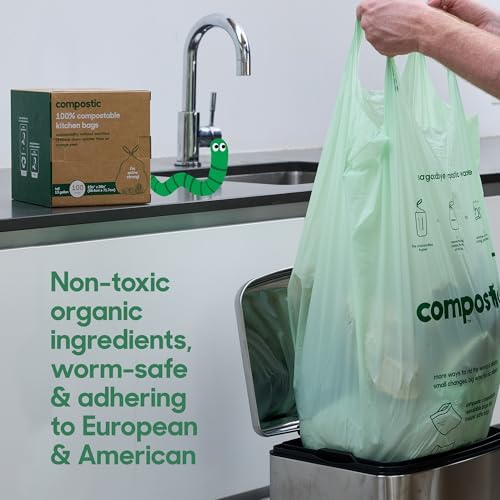 Compostic Compostable Trash Bags, 3 Gallon Small Bathroom & Office (100 Count) Bulk Pack — Extra Strong, Home Compostable, Plant-Based, Non-Toxic Garbage Bags - Image 3