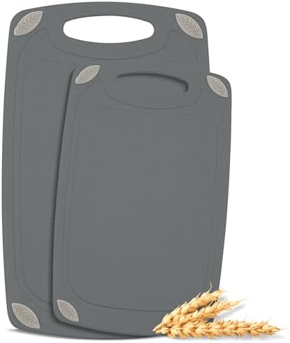 AXIOM CREATIONS 2-Piece Reversible Cutting Board Set Made with Natural Wheat Straw Fiber, Eco-Conscious Food Safe Kitchen Essentials, Gluten Free & BPA Free Chopping Boards for Kitchen by AXIOMCREATIONS