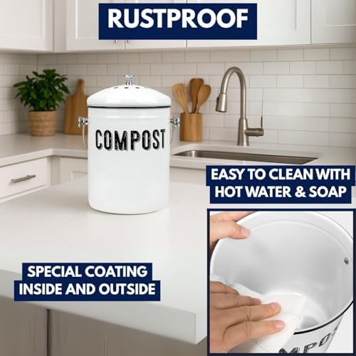 Granrosi Compost Bin Kitchen Counter, 1.3 Gallon, 3 Charcoal Filters - Image 5