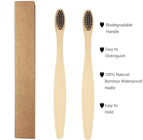 SEVENHEAD Bamboo Toothbrushes Adults & Kids Family Set 6+4 PCS Soft Bristles Wooden Toothbrushes, Natural Biodegradable BPA Free Eco Friendly Toothbrushes Black - Image 4