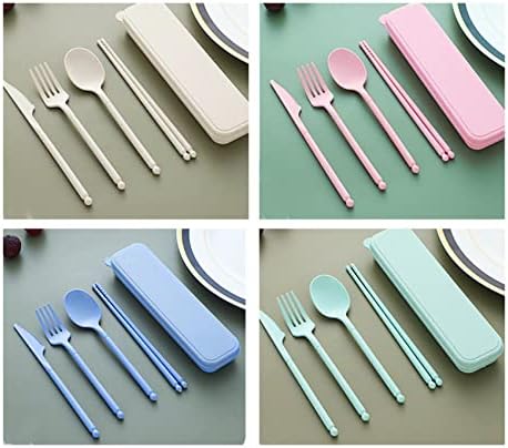 Camping Utensil Set, Reusable Utensils Set with Case, Plastic Cutlery - Image 4