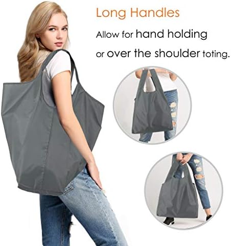 BeeGreen Grey Reusable Shopping Bags Wholesale Gray Reusable Grocery Bags Bulk Foldable-Machine Washable with Zipper Storage Pouch 20 Pieces - Image 5