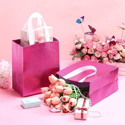 Eccliy 80 Pcs Reusable Gift Bags, Medium, Hot Pink - Image 3