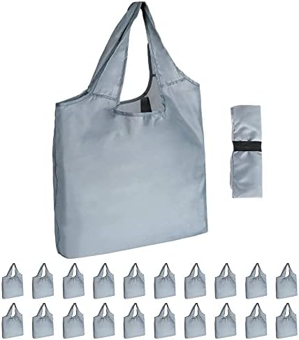 Aricsen 15x4.5x15 Inch Grey Reusable Shopping Bags with Handles, 20 Pack by Aricsen