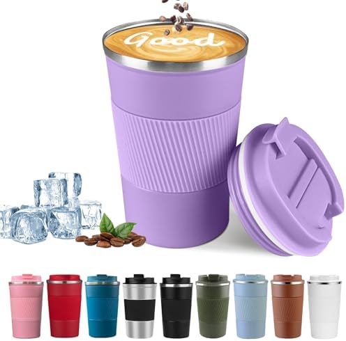 Insulated Travel Coffee Mug, Stainless Steel Coffee Cup with Leakproof Lid by YINBAOGE