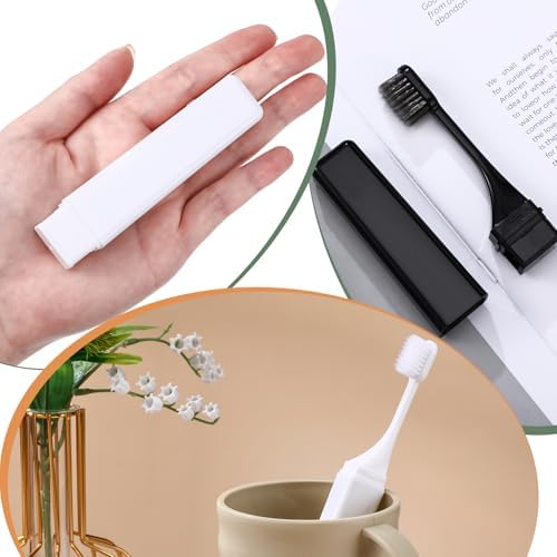Patelai 2 Pcs Travel Toothbrush Mini Foldable with Case,Black White - Image 4