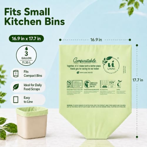 UNNI 3 Gallon Compost Bags for Countertop Bin, 200 CT, Extra Thick 0.71 Mil - Image 3