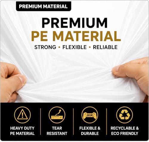 Reusable Heavy Duty White Plastic Shopping Bags with Handles, T-Shirt Grocery Carrier Bags, 12 x 18 x 24 Inch, HDPE Retail, Convenience Store & Takeout Bags, 1000 Pack - Image 7
