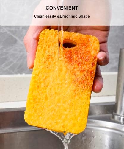 METUUTER 12-Count Scrub Sponges Kitchen Sponge Heavy Duty, Cellulose Sponges with Scouring Pads Dual-Sided for Kitchen and Household Use (Square-Multi) - Image 5