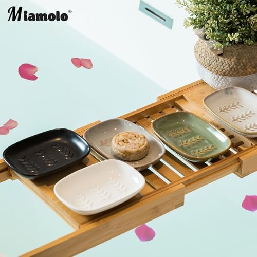 Miamolo Soap Dish Bar Cleaner Dish for Shower, Ceramic Soap Dishes for Large Soap Bar Shampoo or Sponge, Shower Soap Dish Soap Saver Tray for Bathroom Kitchen Sink, Easy to Clean (Pack of 2) - Image 7