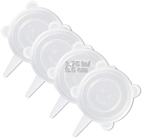 LELE LIFE 4 Pack Same Size Silicone Stretch Lids, Thicker Reusable Sturdy Silicone Container Cover, Expandable Food Storage Covers, Dishwasher and Freezer Safe, 3.75in(9.5cm) by LELE+LIFE