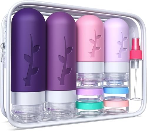 Tocelffe TSA Approved Travel Containers for Toiletries - Leak Proof Silicone Bottles, Refillable Liquid Travel Essentials for Shampoo, Conditioner, Lotion by Tocelffe