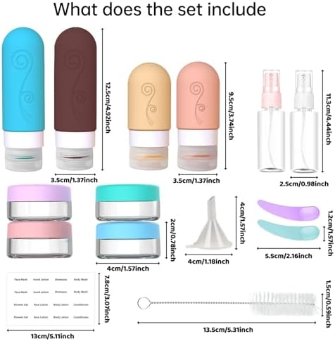 16 Pack Travel Bottles Set for Toiletries, TSA Approved Travel Containers Leak Proof Silicone Squeezable Travel Accessories 2oz 3oz for Shampoo Conditioner Lotion Body Wash (BPA Free) (Multicolored) - Image 4