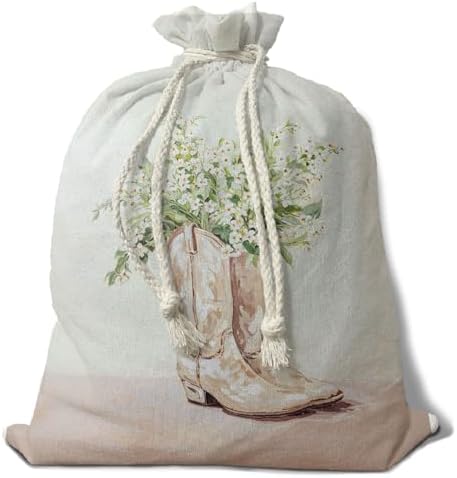 UTELKA White Flroal Reusable Linen Bread Bag for Homemade Bread by UTELKA