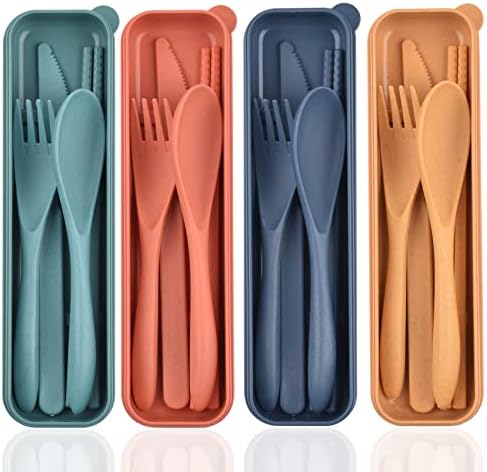 Zoyiancy 4 Sets Cutlery Set, Reusable Spoon Knife Fork Chopsticks Lunch Box by ZoyiancyLifeButler