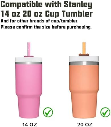 Replacement Straw Compatible with Stanley 14 oz 20 oz Cup Tumbler, 6 Pack Reusable Straw with Cleaning Brush, Plastic, Clolors - Image 3
