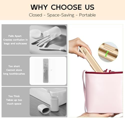 Travel Toothbrush Case, Portable Toothbrush Holder, Durable Aluminum Toothbrush Storage Box, Small Breathable Manual Toothbrush Container for Traveling, School, Camping, Business Trip - Gold - Image 3