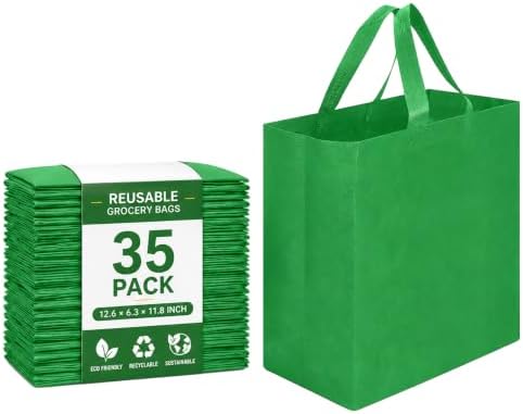 Reusable Grocery Bags 12.6 * 6.3 * 11.8 in - Non Woven Totes Bag with Reinforced Handles, Shopping Bags Bulk by Unknown