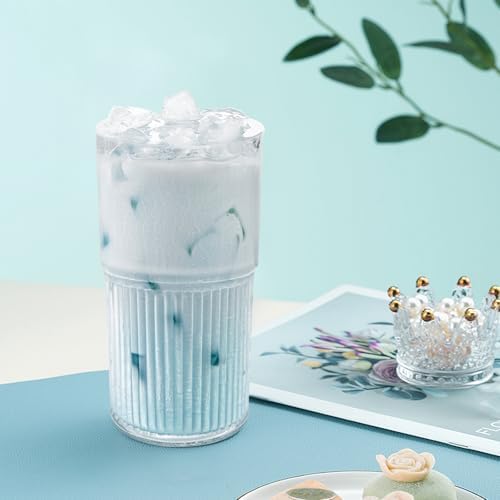 Luiaiog 18.5oz Glass Cups with Lids and Straws - Set of 4 Reusable Tumblers, Thickened Shatter-Resistant Glass, Ideal for Iced Coffee, Smoothies, Cocktails, Juices - Elegant & Durable Drinkware - Image 5