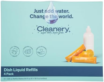 Dish Soap Powder Concentrate Powder Refills 4 Pack, Makes 16 fl oz Each, Fresh Citrus - Image 2