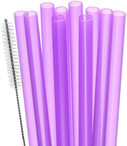 Dakoufish Replacement Straw for Stanley|Owala|Simple Modern 40oz 30oz Tumbler,10 Pack 12 Inch Purple Reusable Straws With Cleaning Brush for Stanley Cup Accessorie,BPA Free,Dishwasher Safe by Dakoufish