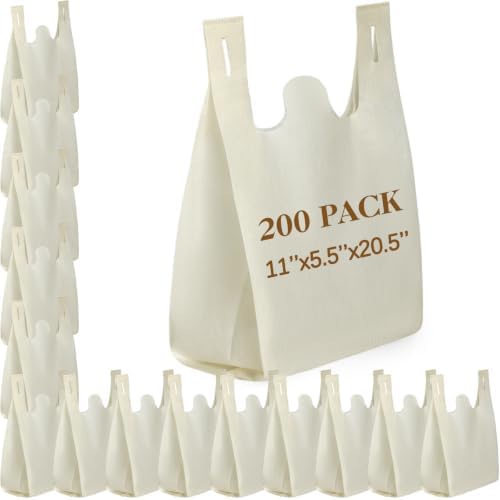 Windyun Large Grocery T-shirt Bags Bulk Reusable Non Woven Shopping Bag Foldable Gift Tote with Handle, 20.5x11x5.5 Inch by Windyun