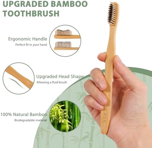 Biodegradable Eco-Friendly Natural Bamboo Charcoal Toothbrushes | 4 Soft Bristles + 4 Medium Bristles | Ideal for Households, Hotels, Travel, Work, Dentists, and Schools (8 Count) - Image 6