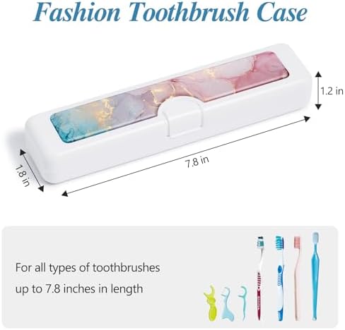 2 Pcs Toothbrush Travel Case - Colorful Pattern, Holder and Covers for Toothbrushes, Includes Tongue Scraper Case - Image 2