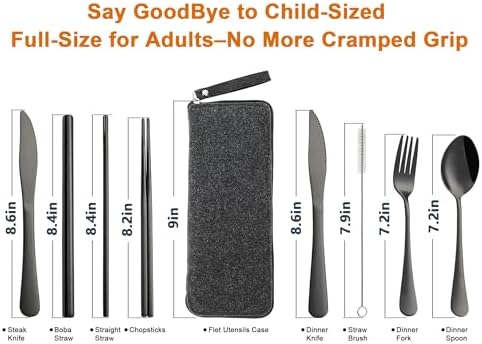 DEVICO Camping Utensils, Stainless Steel Travel Silverware Set with Case - Image 3