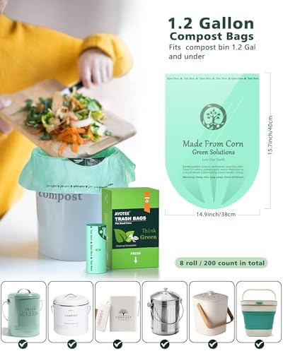 AYOTEE 200 Count 1.2 Gallon Small Biodegradable Trash Bags, Compost Bags - Image 2