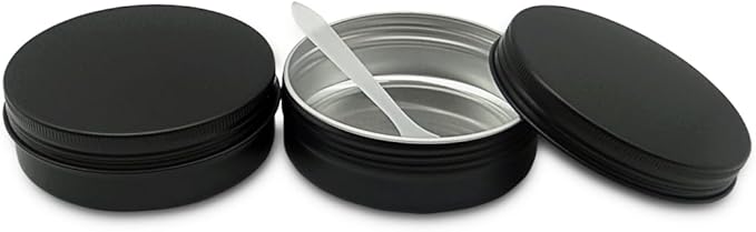 10pcs 60ml Round Lip Balm Tin Cans, 60 Gram Aluminum Tins Black Cosmetic Sample Containers with Screw Lid, 60g Metal Empty Storage Travel Jars for Salves, Lip Balms, Face Cream, Candle, Tea