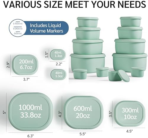 ISSEVE 12Pcs/Set Nesting Silicone Food Storage Containers with Lids - Image 4