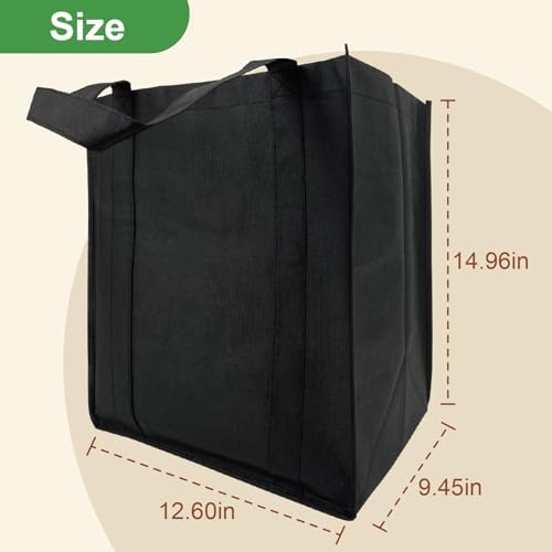 10 Pack Reusable Shopping Bags - 14.9x12.6x9.4 Inth Bulk Tote Bag for Grocery with 5 Pack Thick Plastic Bottom can Hold 50 Lbs, Foldable & Durable with Reinforced Handles - Image 2