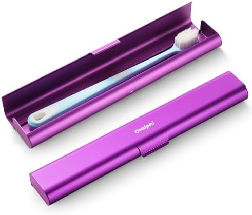 Aluminum Toothbrush Travel Case, Portable Travel Toothbrush Holder, Durable Manual Toothbrush Box Container for Traveling, Bathroom, Camping, Business Trip-Purple by Oralphi